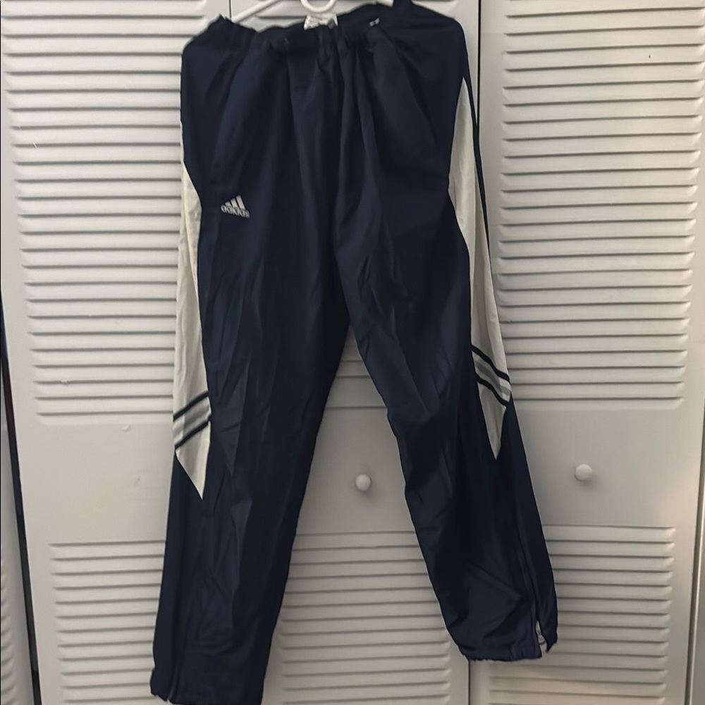 Adidas Dark Blue and White Athletic Pants